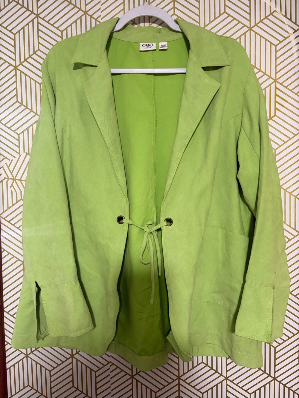 Upcyclers Cato Lime Green Drawstring Suede Jacket 14/16W